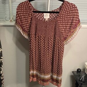 Knox Rose‎ Burgundy Geometric Blouse